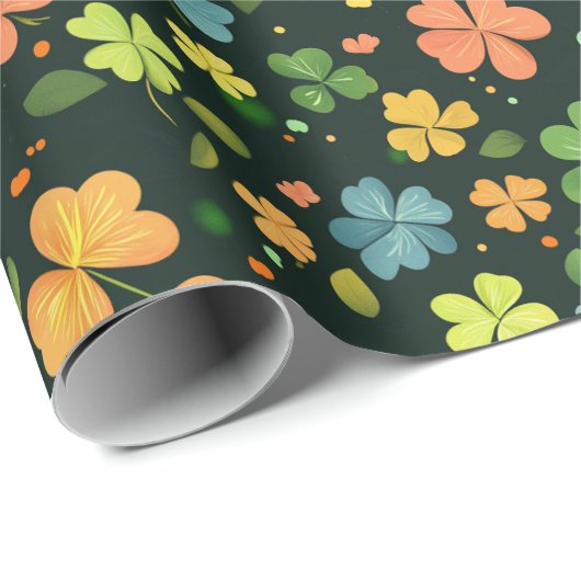 Kleurrijke klaverbladeren cadeaupapier (Rol Hoek)
