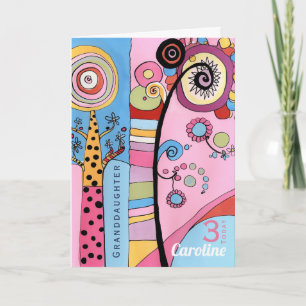 Kleurrijke Kleindochter Leeftijd Naam Abstracte Ka Kaart