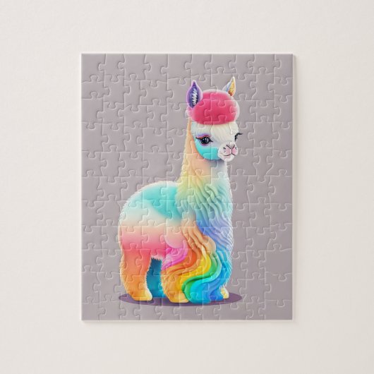 Kleurrijke Kleine Alpaca Legpuzzel (Verticaal)
