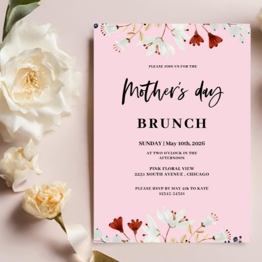 Kleurrijke kleine bloemen Moederdag lunch Kaart