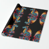 Kleurrijke kleine draak cadeaupapier (Uitgerold)