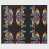 Kleurrijke kleine draak cadeaupapier (Vlak)