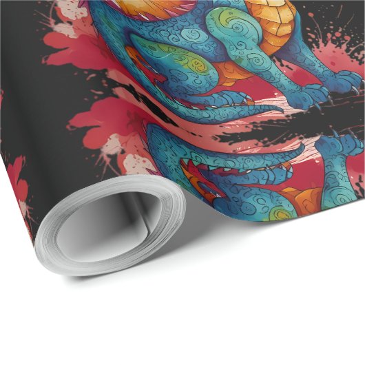 Kleurrijke kleine draak cadeaupapier (Rol Hoek)