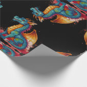 Kleurrijke kleine draak cadeaupapier (Hoek)