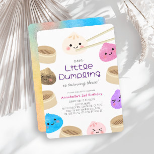 Kleurrijke Kleine Dumpling Kawaii Verjaardag Kaart
