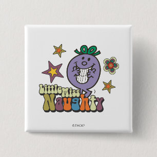 Kleurrijke kleine Miss Naughty Vierkante Button 5,1 Cm