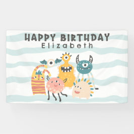 Kleurrijke Kleine Monsters Verjaardag Banner
