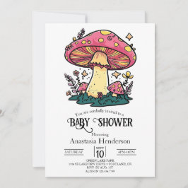 Kleurrijke kleine paddenstoel Baby shower Kaart