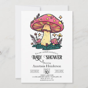 Kleurrijke kleine paddenstoel Baby shower Kaart