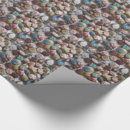 kleurrijke kleine verjaardagskaartjes, eten, feest cadeaupapier (Hoek)