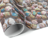 kleurrijke kleine verjaardagskaartjes, eten, feest cadeaupapier (Rol Hoek)