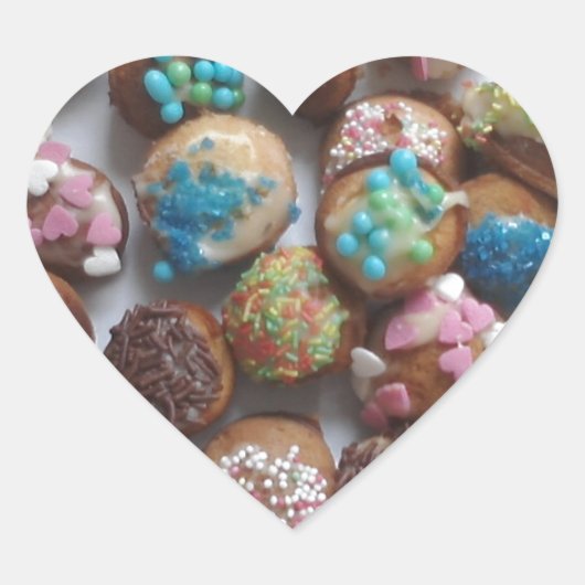 kleurrijke kleine verjaardagskaartjes, eten, feest hart sticker (Voorkant)