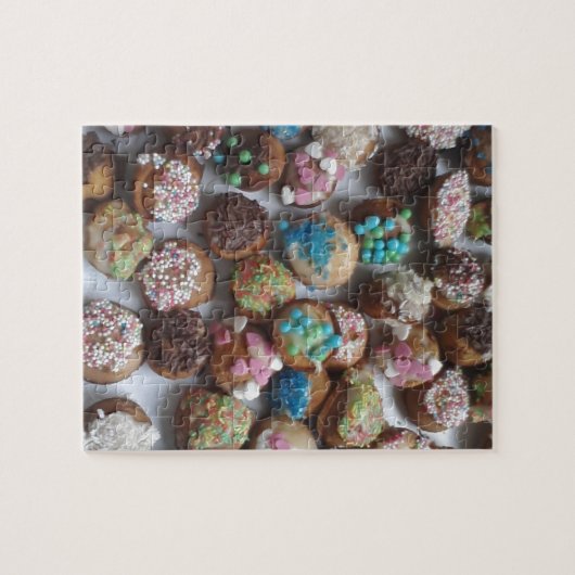 kleurrijke kleine verjaardagskaartjes, eten, feest legpuzzel (Horizontaal)