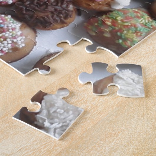 kleurrijke kleine verjaardagskaartjes, eten, feest legpuzzel (Zijkant)