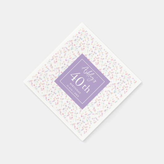 Kleurrijke kleine vlokken 40e verjaardag servetten (Hoek)