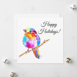 Kleurrijke Kleine Vogel Feestdagenkaart