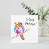 Kleurrijke Kleine Vogel Feestdagenkaart (Staand voorkant)