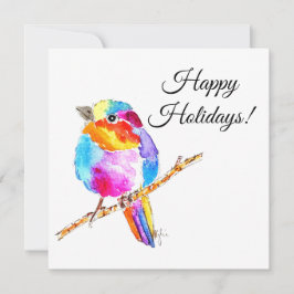 Kleurrijke Kleine Vogel Feestdagenkaart