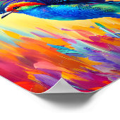 Kleurrijke kleine vogel klaar om te vliegen poster (Hoek)