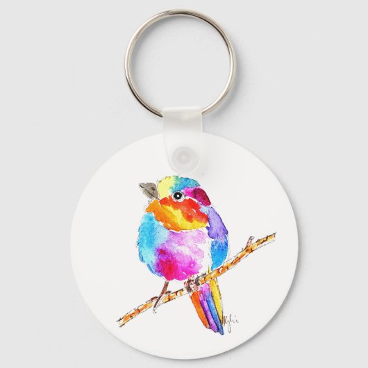 Kleurrijke Kleine Vogel Sleutelhanger (Voorkant)
