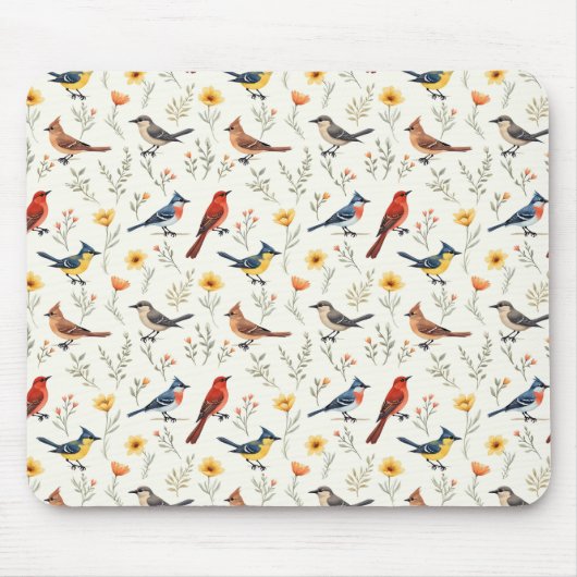 Kleurrijke Kleine Vogels Muismat (Voorkant)