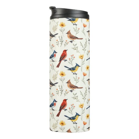 Kleurrijke kleine vogels thermosbeker (Geroteerd rechts)