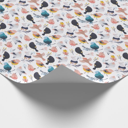 Kleurrijke kleine vogelsoorten - botanisch paradij cadeaupapier (Hoek)