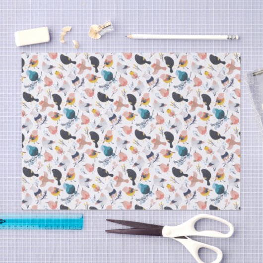 Kleurrijke kleine vogelsoorten - botanisch paradij tissuepapier (Craft)