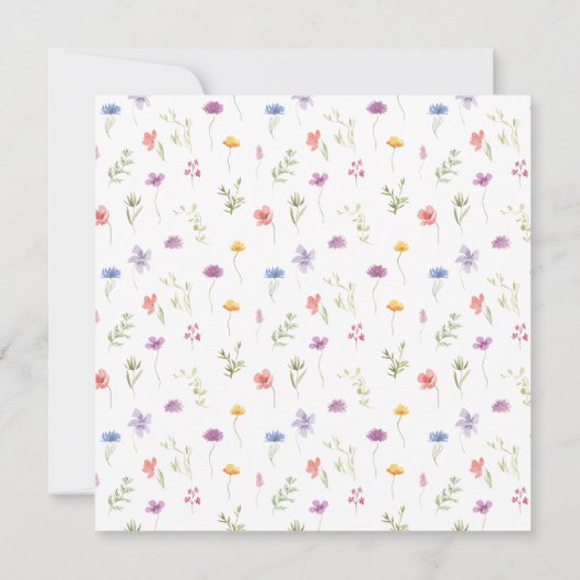 Kleurrijke kleine wilde bloem baby meisje douche v kaart (Achterkant)