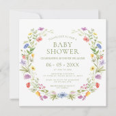 Kleurrijke kleine wilde bloem baby meisje douche v kaart (Voorkant)