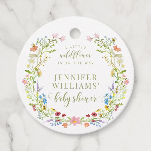 Kleurrijke kleine wilde bloem baby shower dank u bedankjes labels (Voorkant)