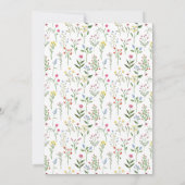 Kleurrijke kleine wilde bloem baby shower uitnodig kaart (Achterkant)