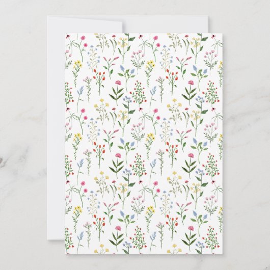 Kleurrijke kleine wilde bloem baby shower uitnodig kaart (Achterkant)