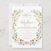 Kleurrijke kleine wilde bloem boho baby meisje dou kaart (Voorkant)