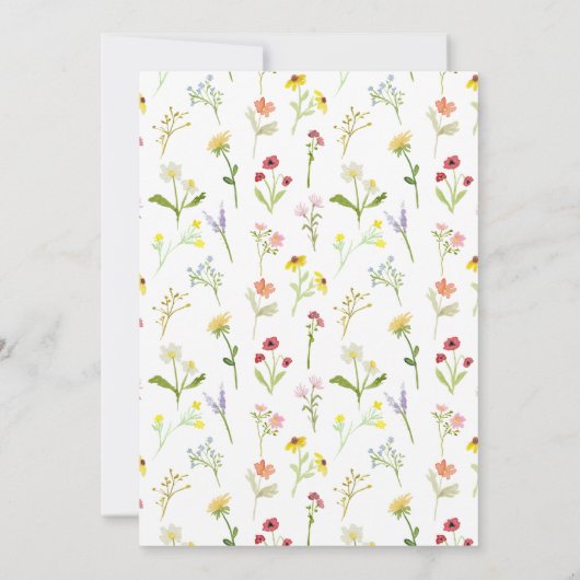 Kleurrijke kleine wilde bloem boho baby meisje dou kaart (Achterkant)