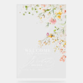 Kleurrijke Kleine Wilde Bloemen Bruidsontvangst Acryl Bord (Voorkant)