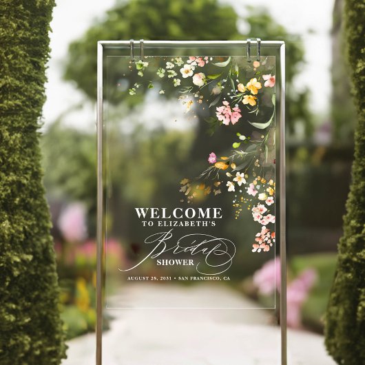 Kleurrijke Kleine Wilde Bloemen Bruidsontvangst Acryl Bord