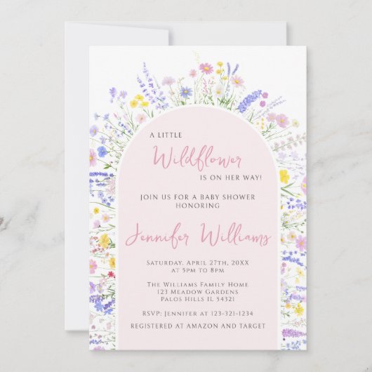 Kleurrijke Kleine Wildflower Boho Baby Meisje Douc Kaart (Voorkant)