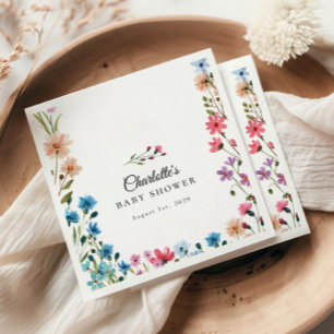 Kleurrijke kleine Wildflower Floral Baby shower Servet