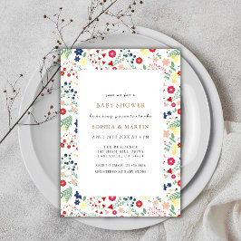 Kleurrijke Kleine Wildflower Lijst Baby shower Kaart