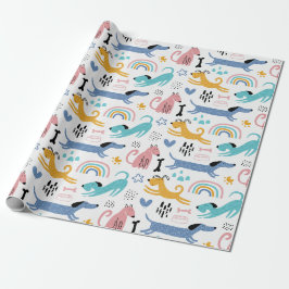 Kleurrijke kleins vrienden cadeaupapier