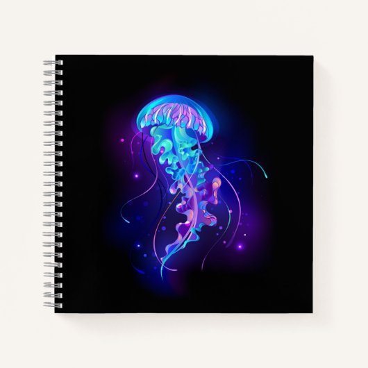 Kleurrijke kleur gloeiende kwal notitieboek (Voorkant)