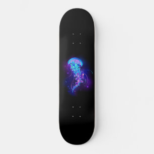 Kleurrijke kleur gloeiende kwal persoonlijk skateboard