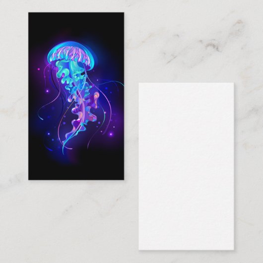 Kleurrijke kleur gloeiende kwal plaatskaartje (Voorkant / Achterkant)