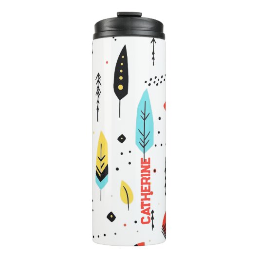 KLEURRIJKE KLEUR WIT MODERN RETRO BOHO PATROON THERMOSBEKER (Voorkant)