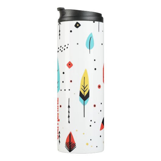 KLEURRIJKE KLEUR WIT MODERN RETRO BOHO PATROON THERMOSBEKER (Geroteerd rechts)