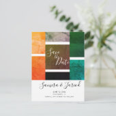 Kleurrijke Kleurblok Marble Save the Date Briefkaa Briefkaart (Staand voorkant)