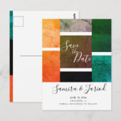 Kleurrijke Kleurblok Marble Save the Date Briefkaa Briefkaart (Voorkant / Achterkant)