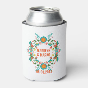 Kleurrijke kleurige Retro Floral Wreator Blikjeskoeler