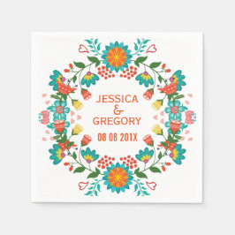 Kleurrijke kleurige Retro Floral Wreator Servetten